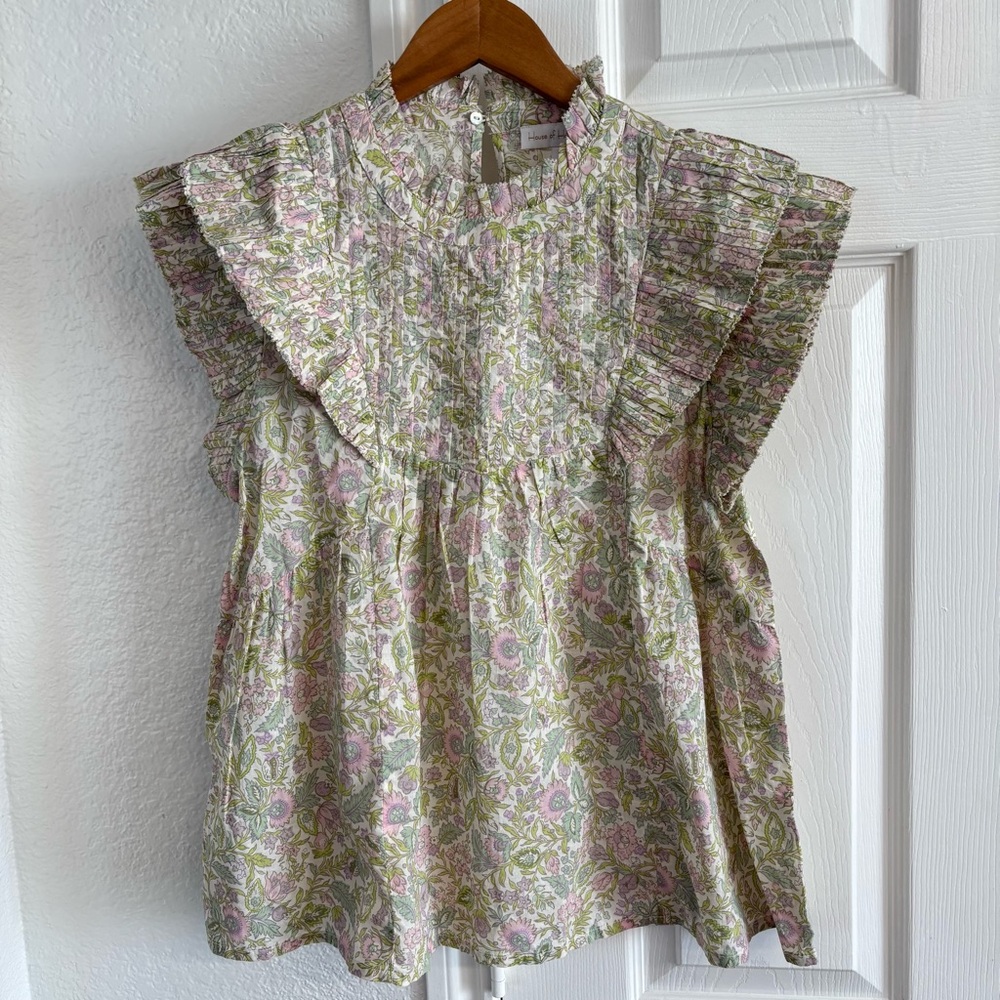 House of Harlow 1960 High Neck‎ Ruffle Floral Printed Josepha Blouse Size S